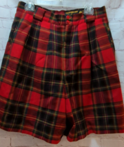 Collectible Gold Giorgio Sant Angelo Red Plaid Wool lined Shorts 14 vintage - £12.45 GBP
