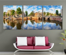 Amsterdam Canal Panoramic Print Amsterdam Canvas Art Extra Large Amsterdam Photo - £79.12 GBP