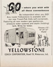 1960 Print Ad Yellowstone Travel Trailers with Travel-Pak Wakarusa,Indiana - £6.56 GBP