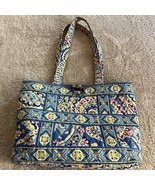 Vera Bradley Blue Green Purple Flowers Shoulder Purse Tote Toggle Closur... - $33.57 CAD