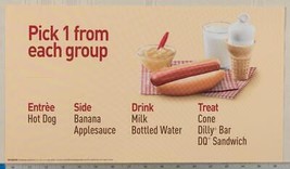 Dairy Queen Poster Backlit Plastic Pick One Meal Deal 9.5x17 - £12.50 GBP