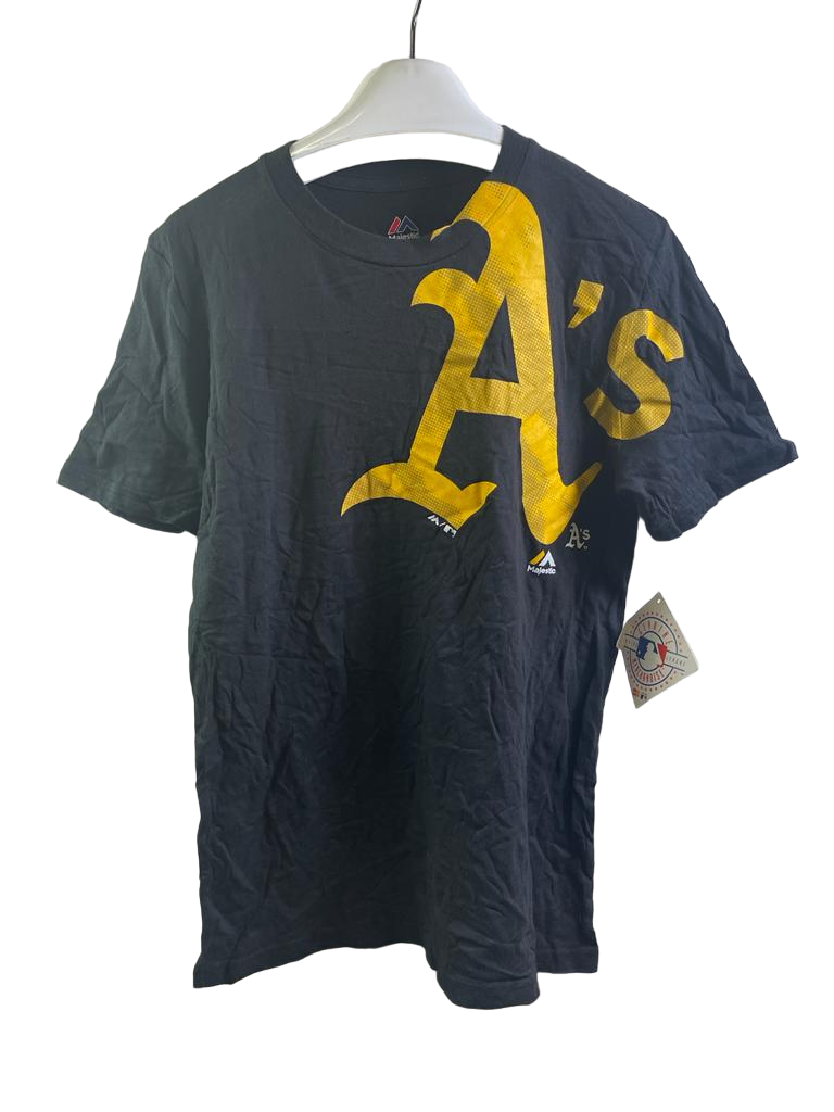 Majestic Niño Oakland Athletics Camiseta Manga Corta ,Negro, Grande 14/16 - $12.96