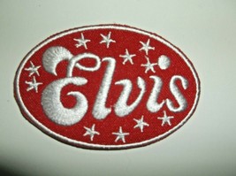 Elvis Presley~Oval~RED~~Embroidered Applique Patch~2 7/8&quot; x 2&quot;~Iron or S... - £3.31 GBP