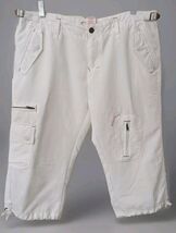 Y2K No Boundaries Cargo Capris Size 15 Drawstring White Vintage - $14.54