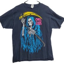 The Grim Reaper Chill I’m Here To Party Black Shirt L Fruit Of The Loom VTG - £11.90 GBP