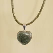 Green Aventurine Heart Necklace, gemstone crystal, natural stone jewelry pendant - £13.42 GBP