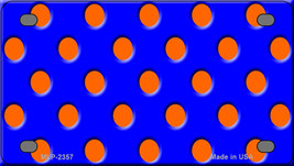 Orange Polka Dots Royal Blue Novelty Mini Metal License Plate Tag - £12.02 GBP