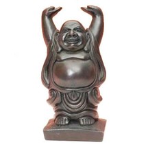 Happy Hotai Buddha SFA736 Raised Hands Brown Resin 6.5&quot; H - £27.69 GBP