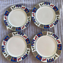 4 Vintage 1998 RO Gregg Welcome Winter Christmas Holiday Dinner Plates 1... - $29.99