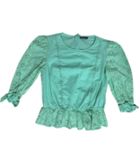 Shein Women&#39;s Lace Cropped Blouse w/ Back Zipper Half Sleeve Size 4 Aqua... - £4.66 GBP