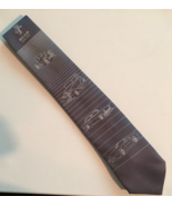Vintage Cornell tie gray with cars and white stripes made in USA 60 inches - £10.90 GBP