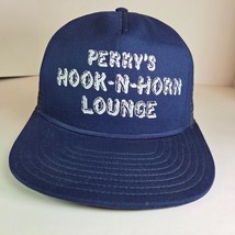 Vintage Perry’s Hook-N-Horn Lounge Trucker Hat Mesh Snapback Cap Blue - $29.99