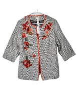 Chico&#39;s Artisan Floral Applique Open Front Jacket Size 1 8/M NEW - $80.69 CAD