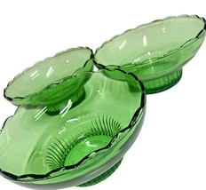 SET Of 3 Vintage Green Depression Glass Pedestal Bowls EO Brody Co M2000 - £27.90 GBP