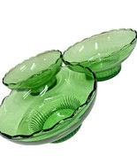 SET Of 3 Vintage Green Depression Glass Pedestal Bowls EO Brody Co M2000 - £27.47 GBP
