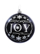 Kurt S. Adler 4.25" Shatterproof Black & White Painted "Joy" Ball Xmas Ornament - £7.03 GBP