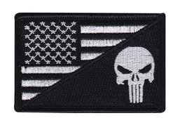 USA FlagSkull Embroidered Iron ON Patch (PNS4) - £5.30 GBP