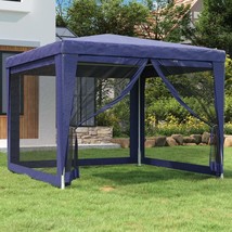 Party Tent with 4 Mesh Sidewalls Blue 9.8&#39;x9.8&#39; HDPE - $2,570.01 MXN