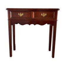 Narrow Cherry Color Wood 2 Drawer Hall Chest Brass Handles 11in Deep 30i... - £79.49 GBP