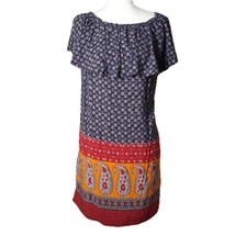 BeachLunchLounge Paisley Dress Off Shoulder Ruffle Blue S - €18,85 EUR