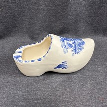 Vintage Delft Ceramic Clog Shoe Planter Blue Hand Painted 7 Inches Long - $6.93