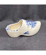 Vintage Delft Ceramic Clog Shoe Planter Blue Hand Painted 7 Inches Long - £5.45 GBP