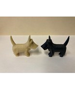Vintage Pair Small Celluloid Scottie Westie Dog Black and White Made in ... - £13.89 GBP