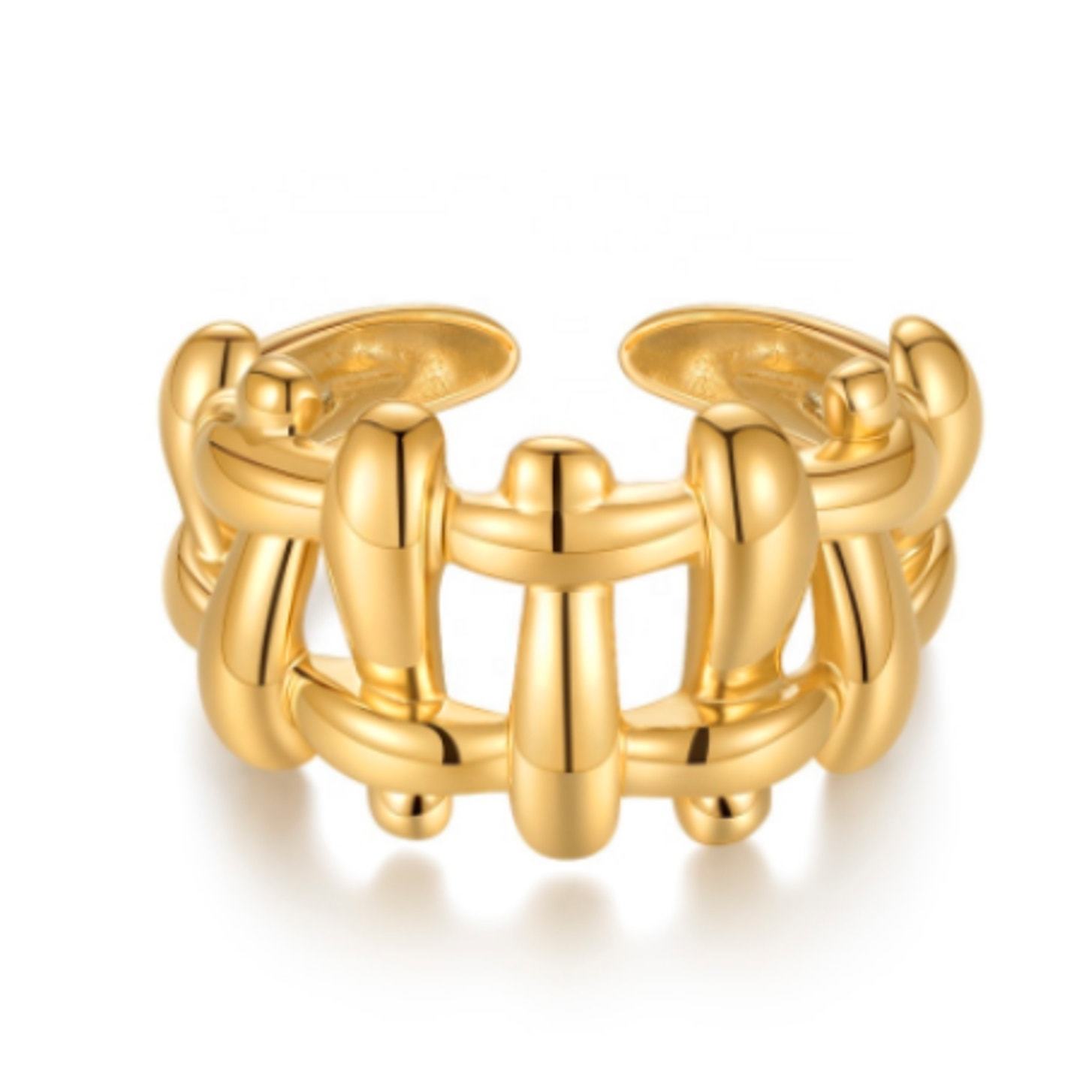 Kara Ring Woven Design Gold Tarnish Water Resistant Size 6 to 7