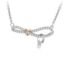 Infinity Love Necklace With Wedding Ring Inspired In Two Tone Engagement Pendent - £93.57 GBP