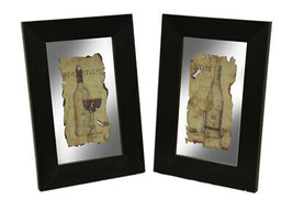 Zeckos Black Frame 2 Piece Vintage Wine Wall Mirror Set - £35.84 GBP