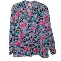 Allison Daley Womens Size 18 Long Sleeve Blouse Button Front V-Neck Floral - £10.98 GBP