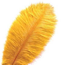 10 Pcs Natural Gold Ostrich Feathers 14-16 Inch(35-40 Cm) Bulk For Wedding Party - £24.29 GBP