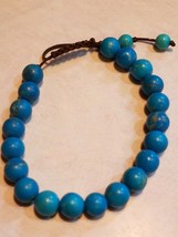 Natural Stone Bead Bracelet Faux Turquois Bangle Jewelry Adjustable 6&quot;-10&quot; Fr Sh - £4.69 GBP