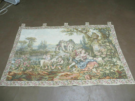 3&#39; 7&quot; X 5&#39; 7&quot; Tapestry French Made Aubusson Design Loomed Picnic Nice - £170.66 GBP