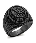 US Veterans Black Plated Stainless Steel Mens Ring TK316 - £14.84 GBP