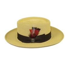 Men Bruno Capelo Braid Straw Hat Wide Brim GAMBLER GAMS202 Natural/Brown image 7