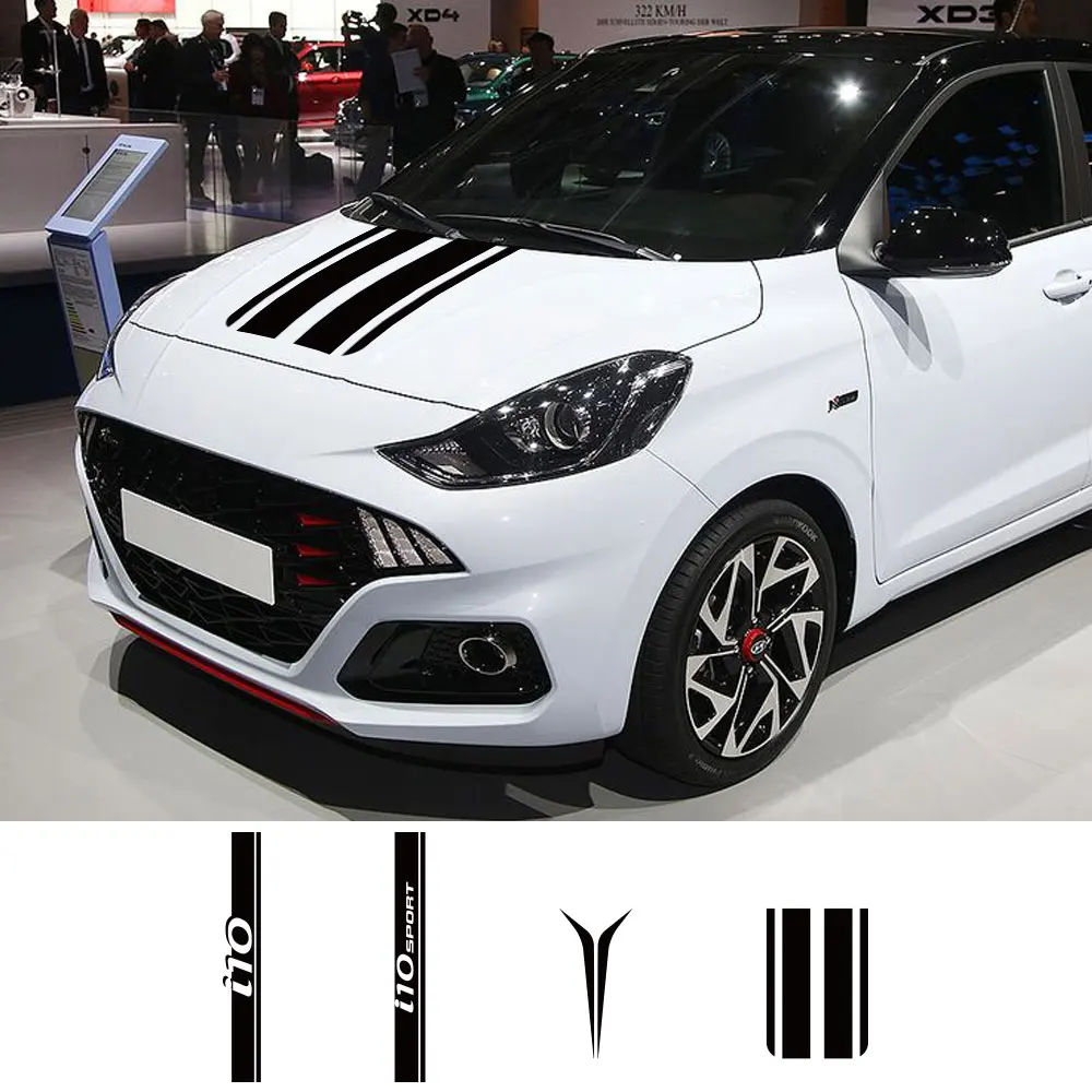Car Hood Cover Engine Stickers For Hyundai i10 Tuning Accessories Auto Racing - £10.57 GBP+