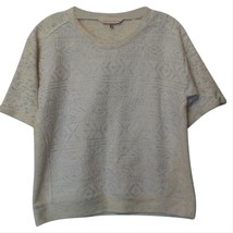 Rebecca Taylor Mixed Textures Prints Knit Top Sweatshirt Size M Silver T... - $26.50