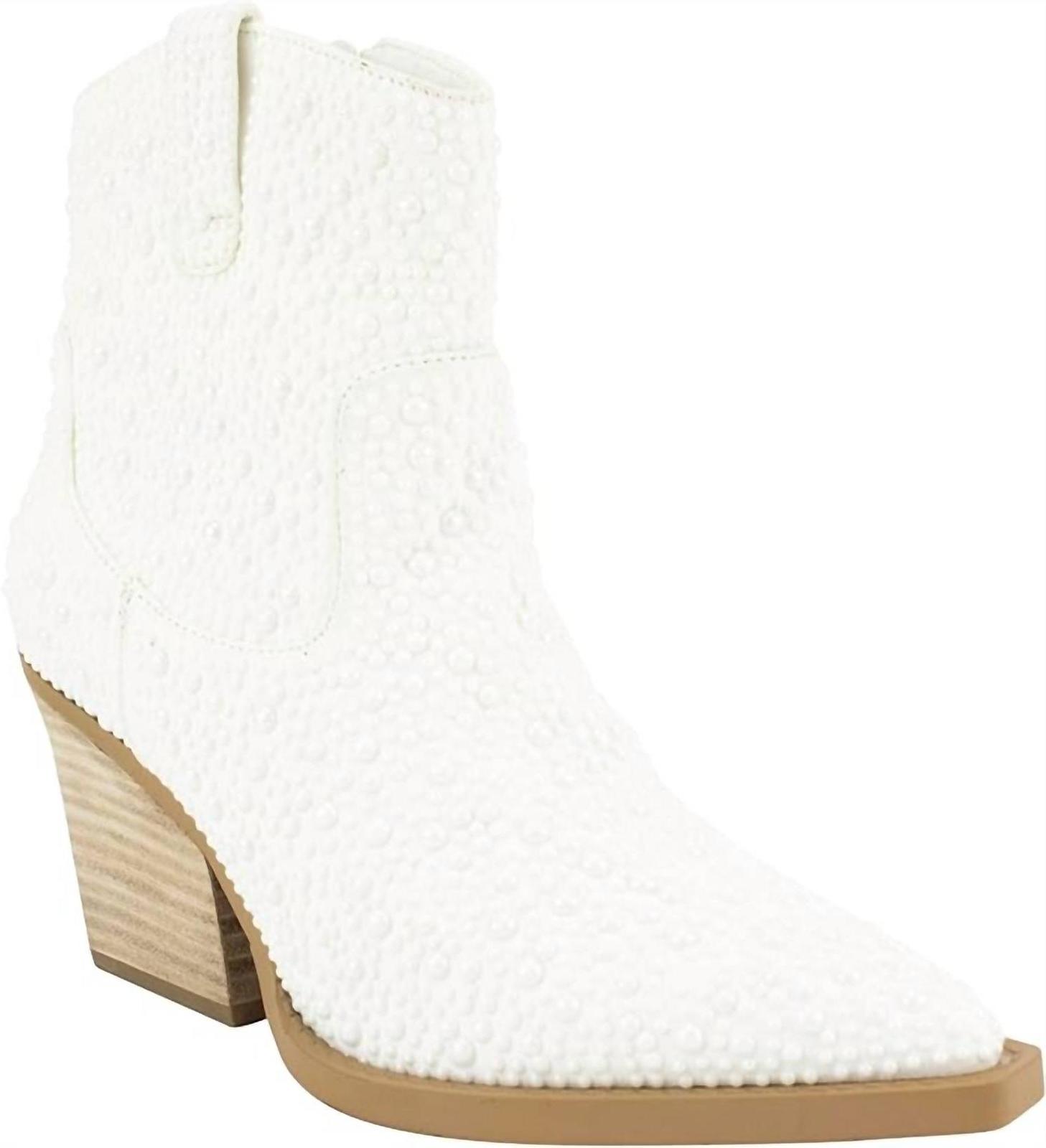 Very G Kady Pearl Rhinestone Booties White - $65.00