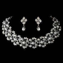 Bridal Wedding Crystal Pearl Fashion Necklace Earrings Jewelry Set - £55.84 GBP+