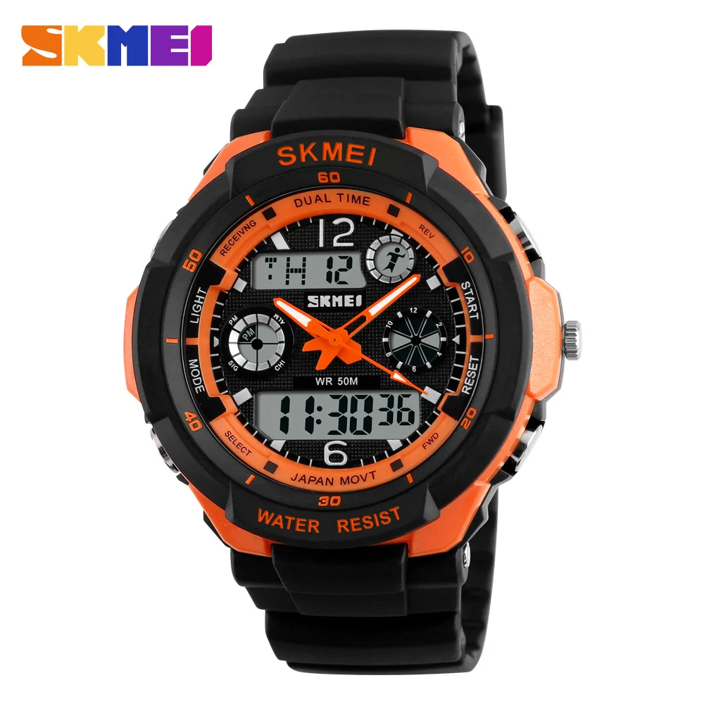  Japan Movement Digital  Men   2 Time  Alarm Waterproof Male Clock Montre Homme  - £128.34 GBP