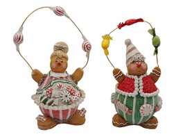 Vintage Gingerbread Christmas Holiday Figurines Polystyrene Candy Glitter Sugar - £21.55 GBP