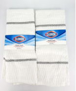 Clorox Kitchen Towels 16&quot; x 28 Gray Stripe Bleach Safe 50 Washes Lot Of ... - £11.61 GBP