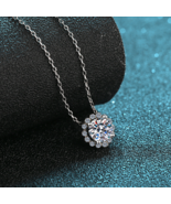 1CT Round Moissanite Solitaire Pendent Necklace 925 Sterling Silver Neck... - $183.97 CAD