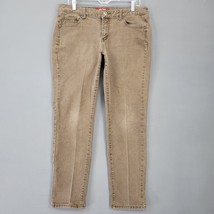 one5one Women Jeans Size 12 Brown Stretch Studded Straight Classic Midri... - $15.30