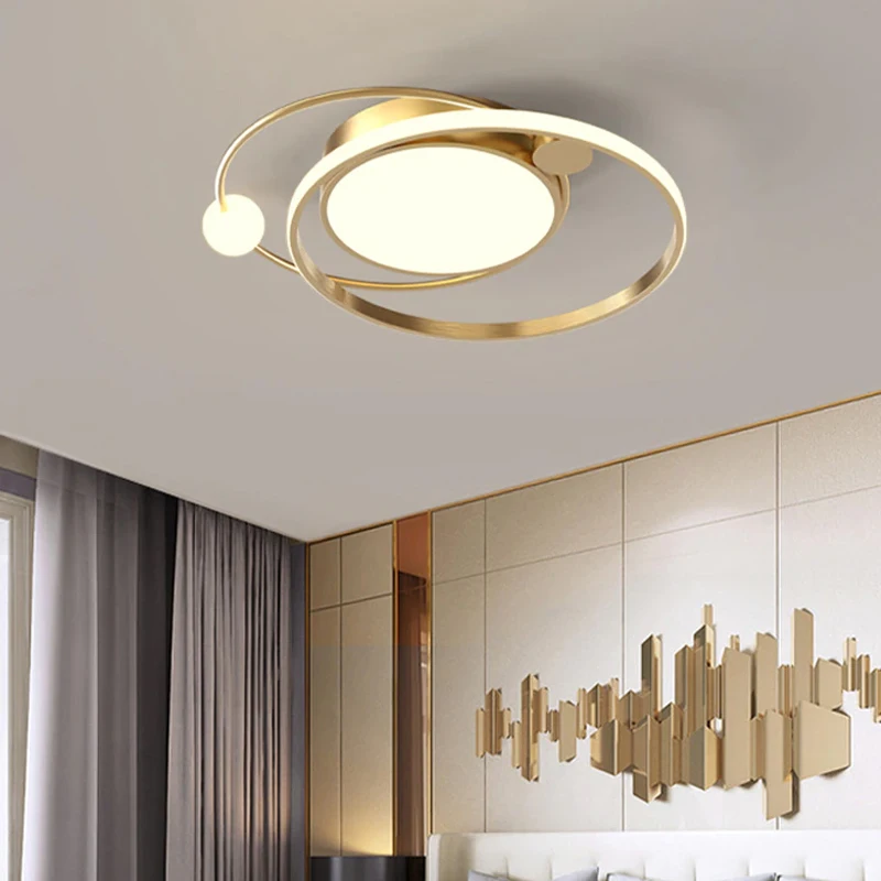 Ed chandelier for bedroom living room kitchen study ceiling lamp ring round gold simple thumb200