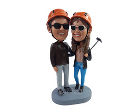 Custom Bobblehead Miners couple ready to dig up some gold wearing elegant clothe - £119.03 GBP