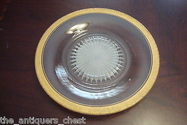 Plate clear glass with enhanced frosted center, simply beautiful gold ri... - £19.36 GBP
