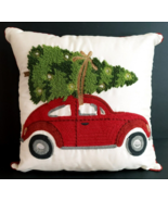 Pier 1 Christmas Light Up Pillow With Red Car and Christmas Tree 18 x 18 - £21.31 GBP