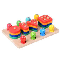 2-in-1 3D Magnetic Fishing Column Shape Matching Wooden Toys,Style: DQ - £16.76 GBP